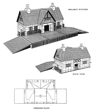 A similar railway station design, for Lott's Tudor Blocks