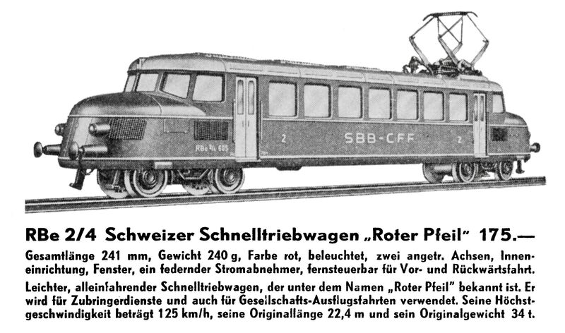 File:Red Arrow, Swiss High-Speed Railcar, Kleinbahn RBe2-4 (KleinbahnCat 1965).jpg