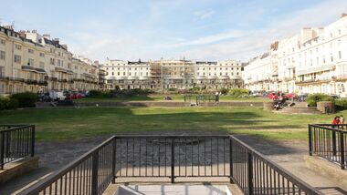 2017: View of Regency Square, looking North. The railings belong to the underground car park