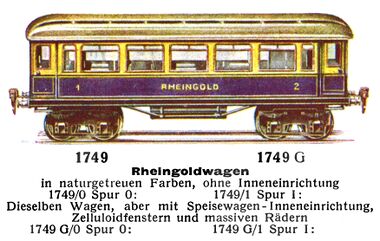 1931: Rheingold Passenger Car, Märklin 1749
