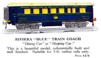 A "Blue Train" coach, sold separately (1928 catalogue)