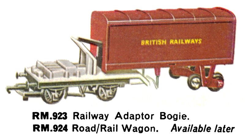 File:Road-Rail Wagon, Railway Adaptor Bogie, Minic Motorways RM924 RM923 (TriangRailways 1964).jpg