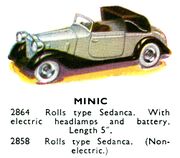 1937: Pre-war Rolls Royce Sedanca (with black tyres), catalogue image