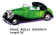 1950: Post-war Rolls Royce Sedanca (with black tyres), catalogue image