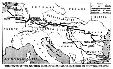 1935: Map, "Route of the Orient Express"