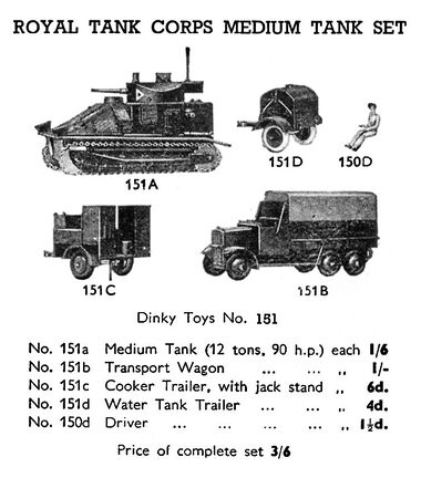 1939: Royal Tank Corps Medium Tank Set, Dinky Toys 151