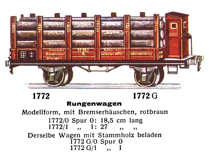 File:Rungenwagen - Timber Wagon with Stanchions, Märklin 1772-G (MarklinCat 1931).jpg