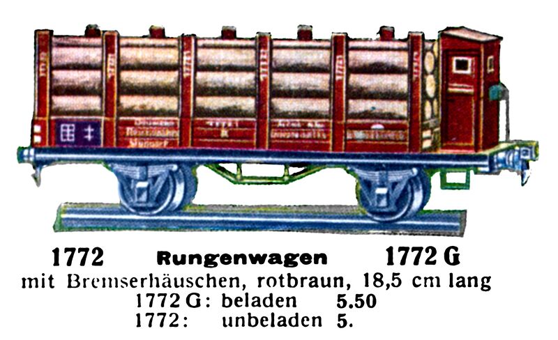 File:Rungenwagen - Timber Wagon with Stanchions, Märklin 1772-G (MarklinCat 1939).jpg