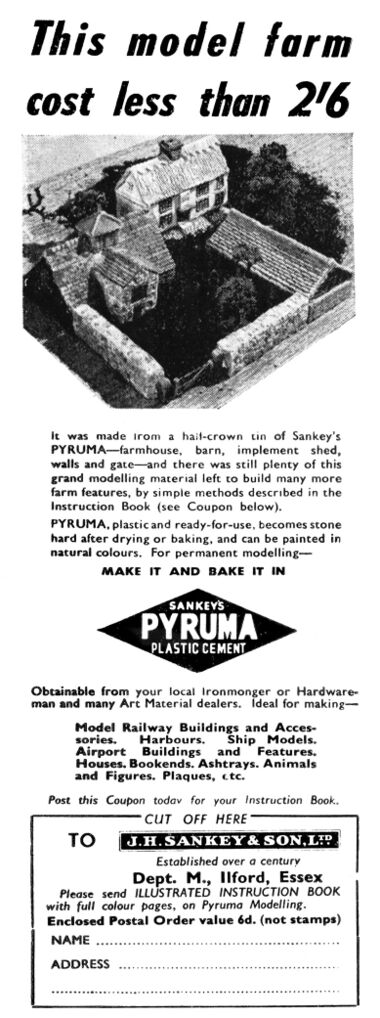 1958: Sankey's Pyruma Plastic Cement