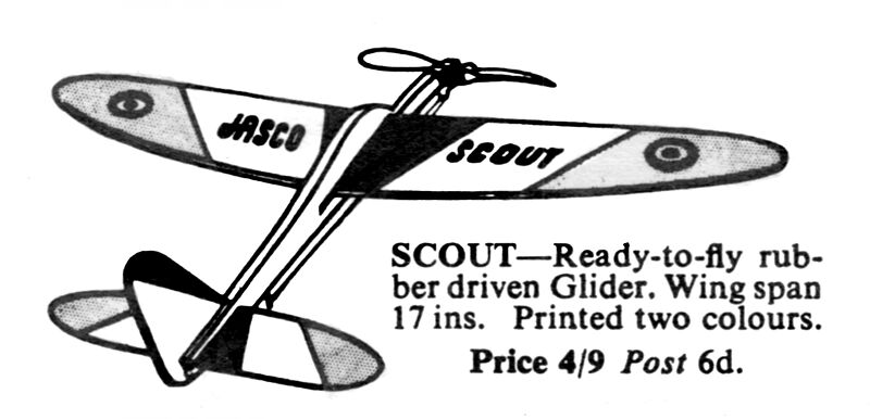 File:Scout, rubber-driven glider, Jasco (Hobbies 1966).jpg