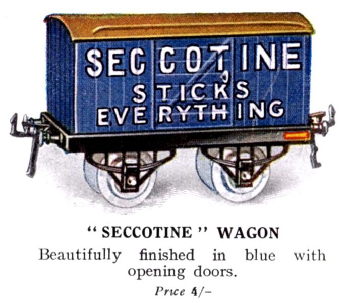 File:Seccotine Wagon, Hornby Series (1925 HBoT).jpg
