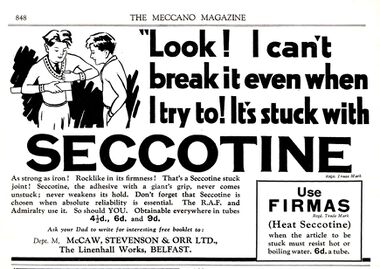 A "Seccotine" advert from the 1930s