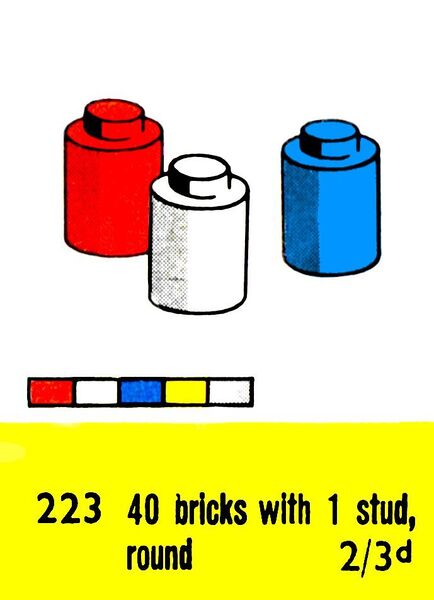 File:Single-Stud Bricks, Round, Lego Set 223 (LegoCat ~1960).jpg
