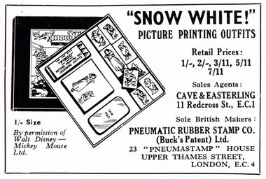 1939: Snow White Picture Printing Outfits
