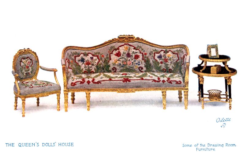 File:Some of the Drawing Room Furniture, The Queens Dolls House postcards (Raphael Tuck 4501-4).jpg
