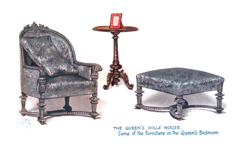 File:Some of the Furniture in the Royal Bedrooms, The Queens Dolls House postcards (Raphael Tuck 4502-6).jpg