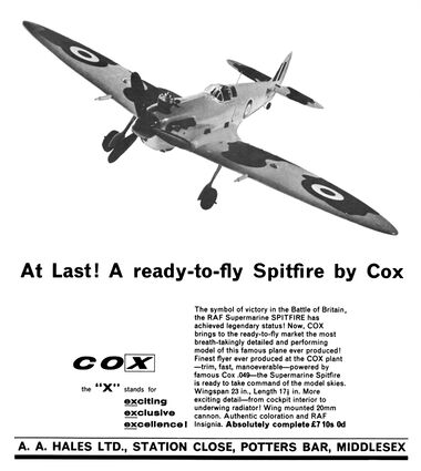 1965: The Cox Ready-to-Fly model Spitfire