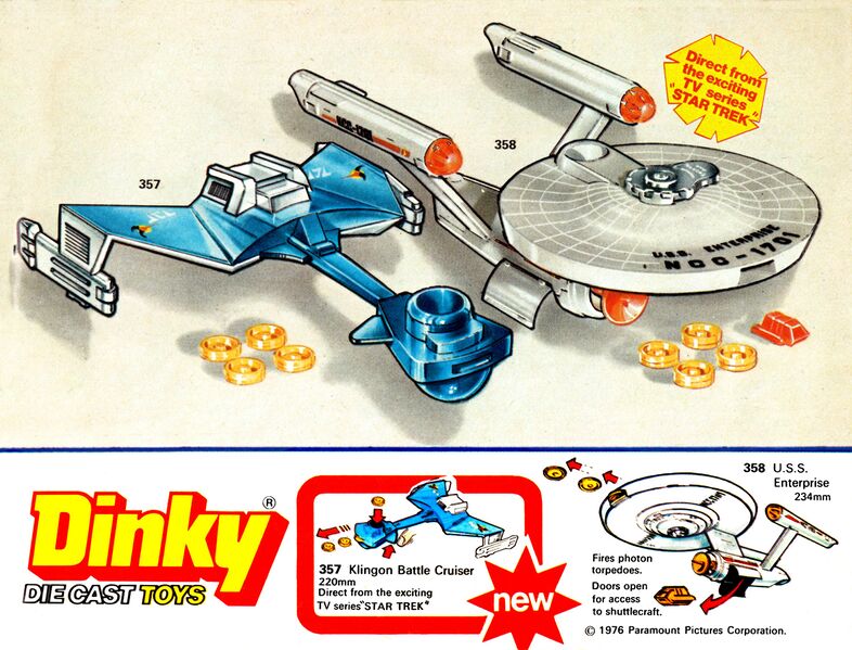 File:Star Trek Klingon Bird of Prey and USS Enterprise, Dinky Toys 357 358 (DinkyCat13 1977).jpg