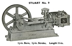 Stuart No.9 horizontal stationary steam engine