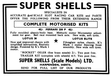1966: "Super Shells" advert, in Meccano Magazine