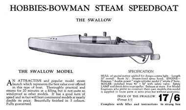 ~1931: The SWALLOW Model, Bowman Book of Steam Models