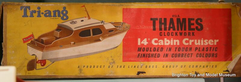File:Thames clockwork Cabin Cruiser, box (Tri-ang 413S).jpg