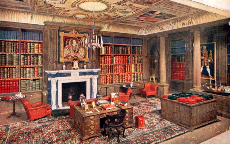 File:The Library, The Queens Dolls House postcards (Raphael Tuck 4501-5).jpg
