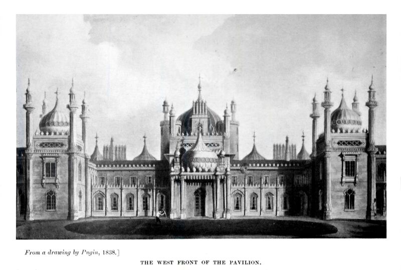 File:The West Front of the Pavilion, from a drawing by Pugin 1888.jpg