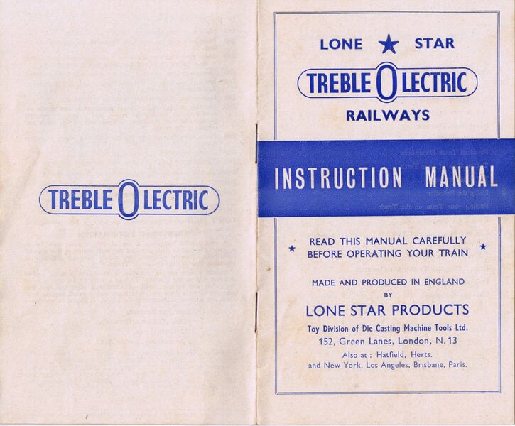 File:Treble-O-Lectric Railways, Instruction Manual, cover (Lone Star).jpg
