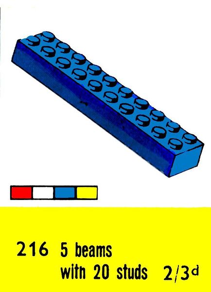 File:Twenty-Stud Beams, Lego Set 216 (LegoCat ~1960).jpg