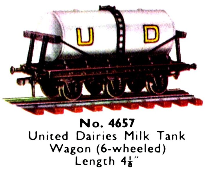 File:United Dairies Milk Tank Wagon (six-wheeled), Hornby-Dublo 4657 (DubloCat 1963).jpg