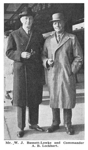 Photograph of W.J. Bassett-Lowke with Commander A.B. Lockhart, published in 1937