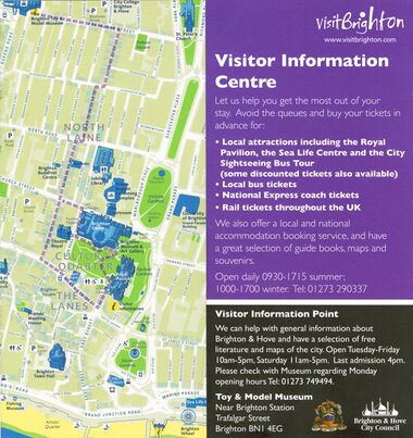 2013? VisitBrighton walking map of North Laine, and Visitor Information Centre