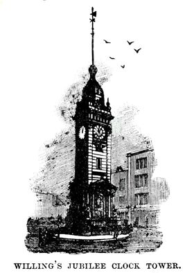 1889: "Willing's Jubilee Clock Tower", engraving from D.B. Friend's Brighton Almanack 1889