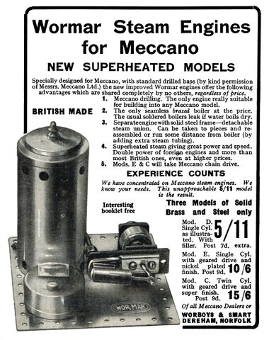 1928: Wormar Steam Engines for Meccano